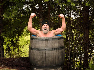 Wim Hof enjoys an ice bath tub from Passion Ice Baths.